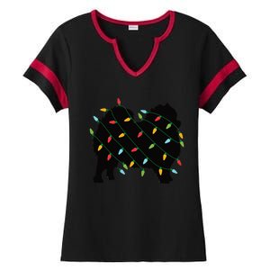 Christmas Lights Pomeranian Cute Gift For Dog Lovers Ladies Halftime Notch Neck Tee