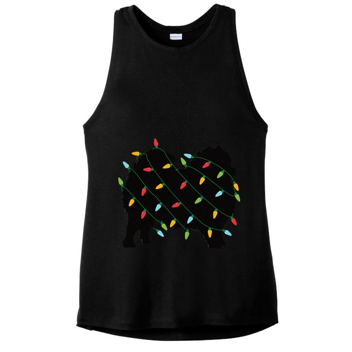 Christmas Lights Pomeranian Cute Gift For Dog Lovers Ladies PosiCharge Tri-Blend Wicking Tank