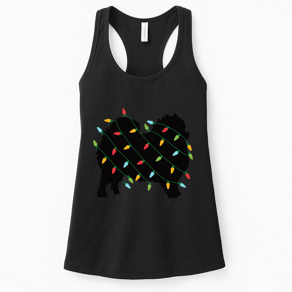 Christmas Lights Pomeranian Cute Gift For Dog Lovers Womens Tank Top