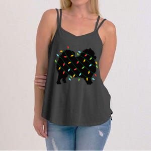 Christmas Lights Pomeranian Cute Gift For Dog Lovers Women's Strappy Tank