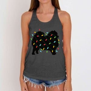 Christmas Lights Pomeranian Cute Gift For Dog Lovers Women's Knotted Racerback Tank