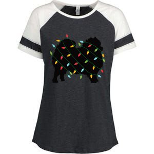 Christmas Lights Pomeranian Cute Gift For Dog Lovers Enza Ladies Jersey Colorblock Tee