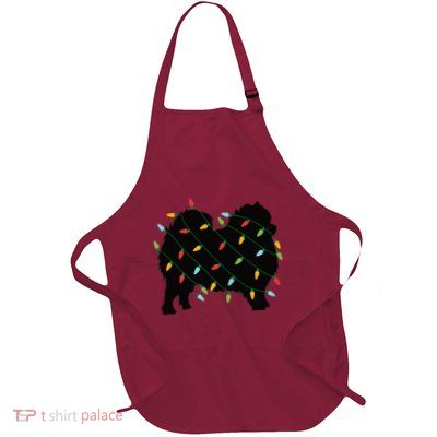 Christmas Lights Pomeranian Cute Gift For Dog Lovers Full-Length Apron With Pockets
