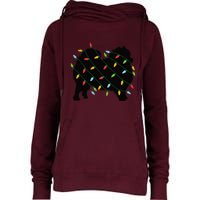 Christmas Lights Pomeranian Cute Gift For Dog Lovers Womens Funnel Neck Pullover Hood