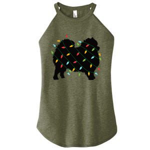 Christmas Lights Pomeranian Cute Gift For Dog Lovers Women's Perfect Tri Rocker Tank