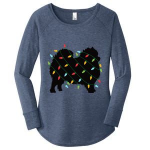 Christmas Lights Pomeranian Cute Gift For Dog Lovers Women's Perfect Tri Tunic Long Sleeve Shirt