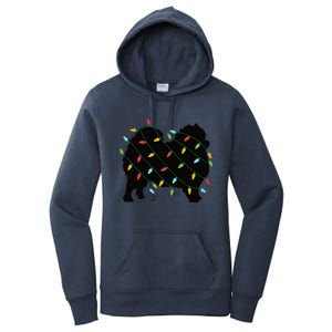 Christmas Lights Pomeranian Cute Gift For Dog Lovers Women's Pullover Hoodie