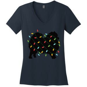 Christmas Lights Pomeranian Cute Gift For Dog Lovers Women's V-Neck T-Shirt