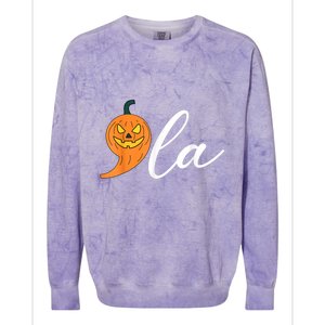 Comma +  La Pumpkin Kamala Harris Save Halloween 2024 Colorblast Crewneck Sweatshirt