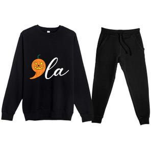 Comma +  La Pumpkin Kamala Harris Save Halloween 2024 Premium Crewneck Sweatsuit Set