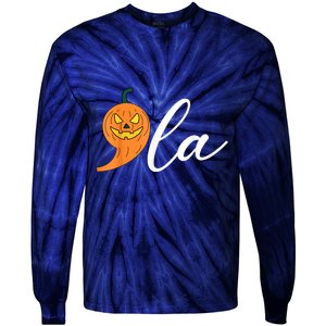 Comma +  La Pumpkin Kamala Harris Save Halloween 2024 Tie-Dye Long Sleeve Shirt