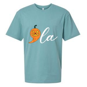 Comma +  La Pumpkin Kamala Harris Save Halloween 2024 Sueded Cloud Jersey T-Shirt