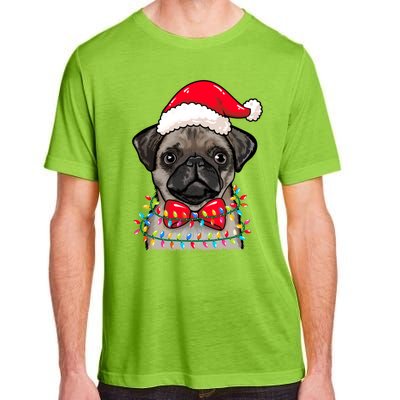 Christmas Lights Pug Wearing Xmas Hat Pug Dog Lover Great Gift Adult ChromaSoft Performance T-Shirt