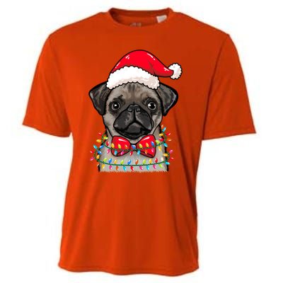 Christmas Lights Pug Wearing Xmas Hat Pug Dog Lover Great Gift Cooling Performance Crew T-Shirt