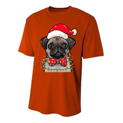 Christmas Lights Pug Wearing Xmas Hat Pug Dog Lover Great Gift Performance Sprint T-Shirt