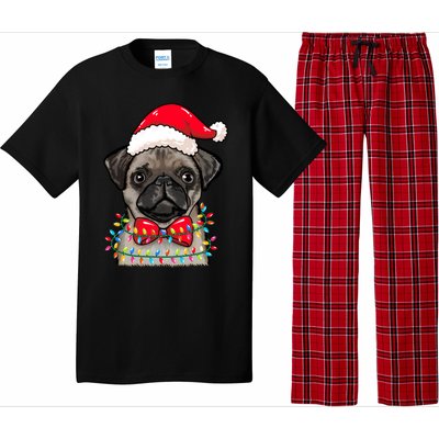 Christmas Lights Pug Wearing Xmas Hat Pug Dog Lover Great Gift Pajama Set