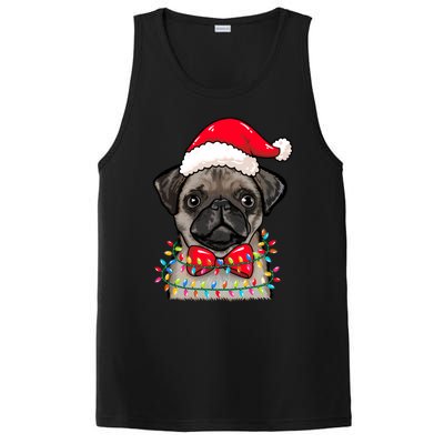 Christmas Lights Pug Wearing Xmas Hat Pug Dog Lover Great Gift PosiCharge Competitor Tank