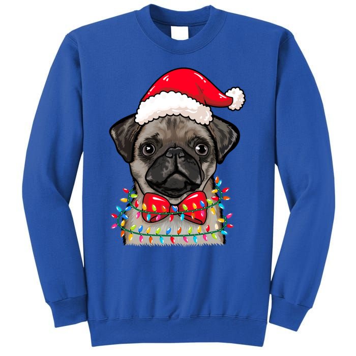 Christmas Lights Pug Wearing Xmas Hat Pug Dog Lover Great Gift Sweatshirt