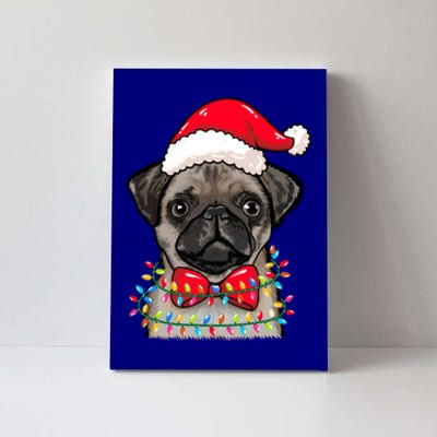 Christmas Lights Pug Wearing Xmas Hat Pug Dog Lover Great Gift Canvas