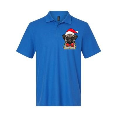 Christmas Lights Pug Wearing Xmas Hat Pug Dog Lover Great Gift Softstyle Adult Sport Polo