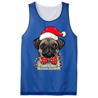 Christmas Lights Pug Wearing Xmas Hat Pug Dog Lover Great Gift Mesh Reversible Basketball Jersey Tank