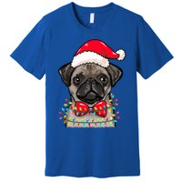 Christmas Lights Pug Wearing Xmas Hat Pug Dog Lover Great Gift Premium T-Shirt