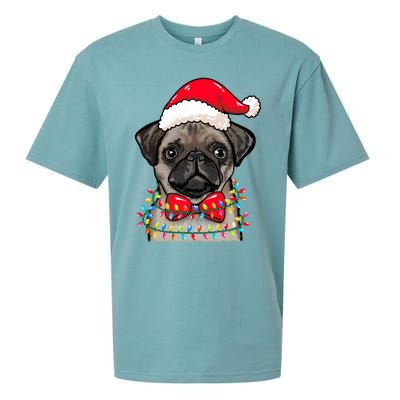 Christmas Lights Pug Wearing Xmas Hat Pug Dog Lover Great Gift Sueded Cloud Jersey T-Shirt