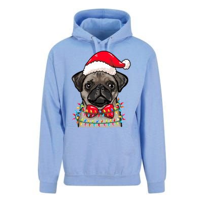 Christmas Lights Pug Wearing Xmas Hat Pug Dog Lover Great Gift Unisex Surf Hoodie