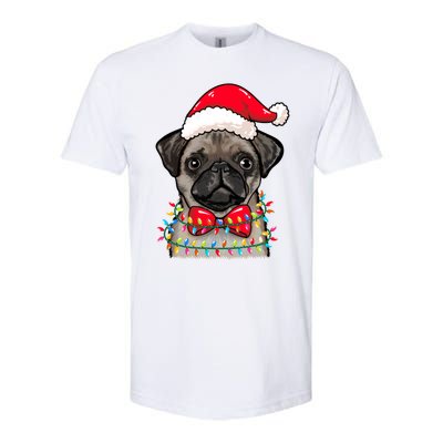 Christmas Lights Pug Wearing Xmas Hat Pug Dog Lover Great Gift Softstyle CVC T-Shirt