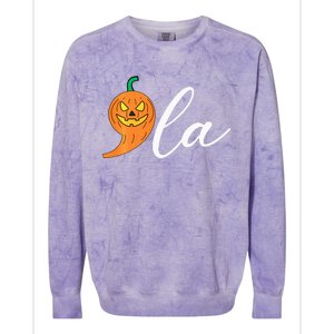 Comma +  La Pumpkin Kamala Harris Costume Halloween 2024 Colorblast Crewneck Sweatshirt