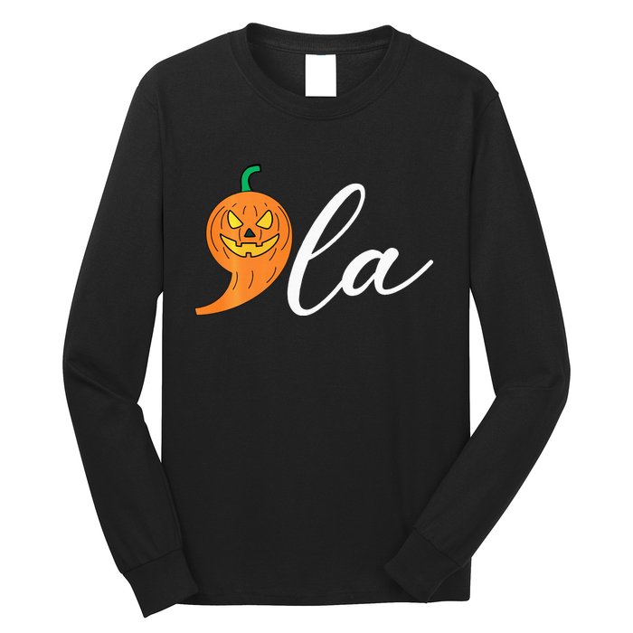 Comma +  La Pumpkin Kamala Harris Costume Halloween 2024 Long Sleeve Shirt