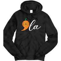 Comma +  La Pumpkin Kamala Harris Costume Halloween 2024 Tie Dye Hoodie