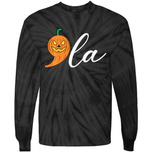 Comma +  La Pumpkin Kamala Harris Costume Halloween 2024 Tie-Dye Long Sleeve Shirt