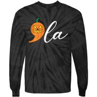 Comma +  La Pumpkin Kamala Harris Costume Halloween 2024 Tie-Dye Long Sleeve Shirt