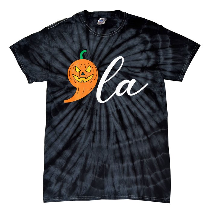 Comma +  La Pumpkin Kamala Harris Costume Halloween 2024 Tie-Dye T-Shirt