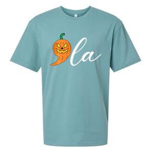 Comma +  La Pumpkin Kamala Harris Costume Halloween 2024 Sueded Cloud Jersey T-Shirt