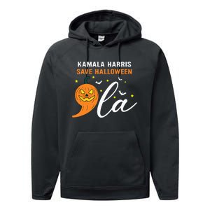 Comma +  La Pumpkin Kamala Harris Save Halloween 2024 Performance Fleece Hoodie