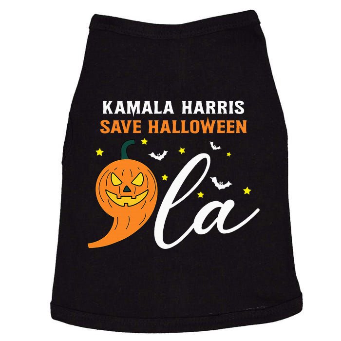 Comma +  La Pumpkin Kamala Harris Save Halloween 2024 Doggie Tank