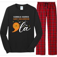 Comma +  La Pumpkin Kamala Harris Save Halloween 2024 Long Sleeve Pajama Set