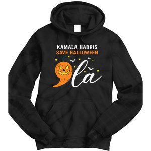 Comma +  La Pumpkin Kamala Harris Save Halloween 2024 Tie Dye Hoodie