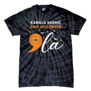 Comma +  La Pumpkin Kamala Harris Save Halloween 2024 Tie-Dye T-Shirt