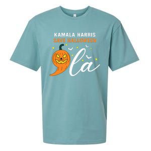 Comma +  La Pumpkin Kamala Harris Save Halloween 2024 Sueded Cloud Jersey T-Shirt