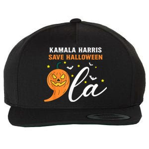 Comma La Pumpkin Kamala Harris Save Halloween 2024 Wool Snapback Cap