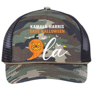 Comma La Pumpkin Kamala Harris Save Halloween 2024 Retro Rope Trucker Hat Cap