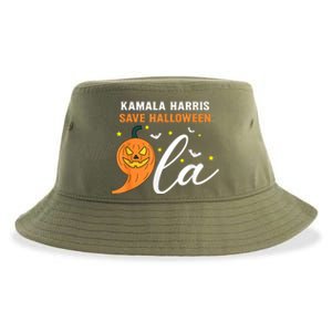 Comma La Pumpkin Kamala Harris Save Halloween 2024 Sustainable Bucket Hat