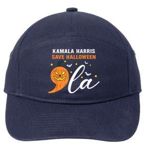 Comma La Pumpkin Kamala Harris Save Halloween 2024 7-Panel Snapback Hat