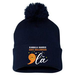 Comma La Pumpkin Kamala Harris Save Halloween 2024 Pom Pom 12in Knit Beanie