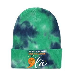 Comma La Pumpkin Kamala Harris Save Halloween 2024 Tie Dye 12in Knit Beanie