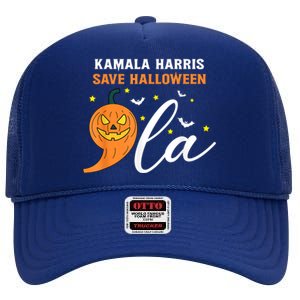 Comma La Pumpkin Kamala Harris Save Halloween 2024 High Crown Mesh Back Trucker Hat