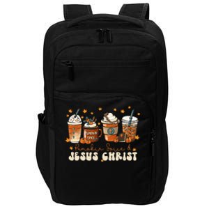 Coffee Latte Pumpkin Spice Jesus Christ Thanksgiving Fall Impact Tech Backpack